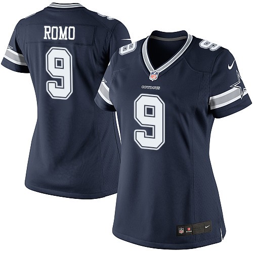 Women's Elite Tony Romo Nike Jersey Navy Blue Home - #9 NFL Dallas Cowboys